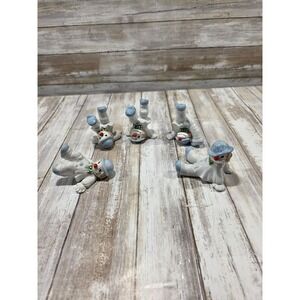 Fitz and Floyd Clown Figurines Hand Painted Ceramic Set of 5 MCM Tumbling Clowns